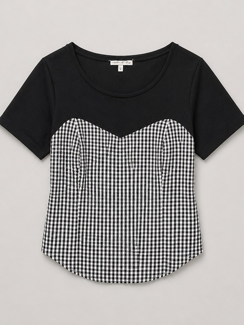 Express One Eleven Women's Black Gingham Sweetheart Blouse M